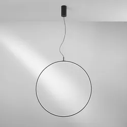 Lampada LED sospesa rotonda 80 cm in metallo nero con diffusore in silicone