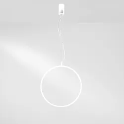 Lampada LED sospesa rotonda 60 cm in metallo bianco con diffusore in silicone