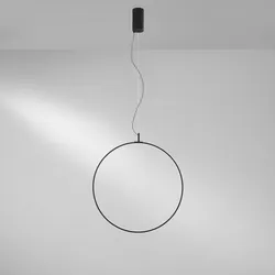 Lampada LED sospesa rotonda 60 cm in metallo nero con diffusore in silicone