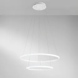 Lampada LED sospesa rotonda 60 cm in metallo bianco con diffusore in silicone e luci RGB