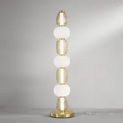Piantana LED 108,8 h cm in metallo oro con diffusore in vetro