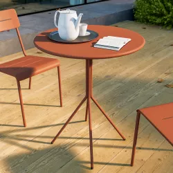 Tavolo da giardino rotondo 60 cm in acciaio terracotta - Spezia