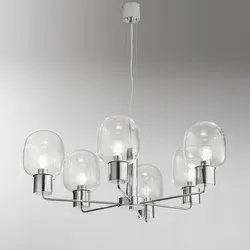 GAETANO MISSAGLIA : Lampada a sospensione in metallo cromato e perspex