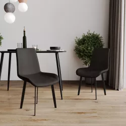 Set 2 sedie in similpelle grigio west e gambe in acciaio nero - Gourmet