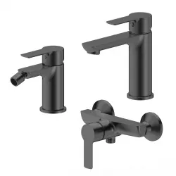 Set miscelatore lavabo e bidet con esterno doccia nero spazzolato – Key