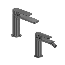 Set miscelatore lavabo e bidet nero spazzolato – Fusion
