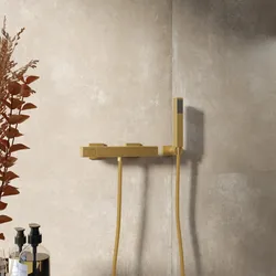 Set esterno doccia termostatico con doccino oro spazzolato – Fusion