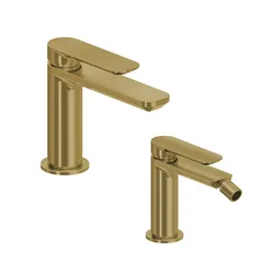 Set miscelatore lavabo e bidet oro spazzolato – Fusion