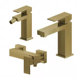 Set miscelatore lavabo e bidet con esterno doccia oro spazzolato – Kyria