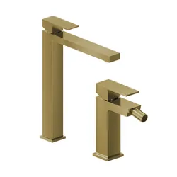 Set miscelatore lavabo alto e bidet oro spazzolato – Kyria