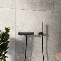 Set esterno doccia termostatico e doccino nero spazzolato – Lir