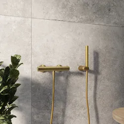 Set esterno doccia termostatico e doccino oro spazzolato – Lir