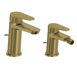 Set miscelatore lavabo e bidet con scarico oro spazzolato – Lir