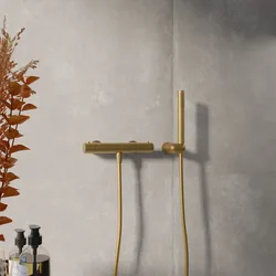 Set esterno doccia termostatico e doccino oro spazzolato – Fluid
