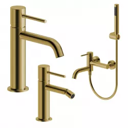 Set miscelatore lavabo e bidet con esterno vasca oro spazzolato – Oasis