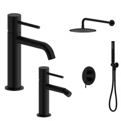 Set miscelatore lavabo e bidet con incasso doccia nero opaco – Oasis