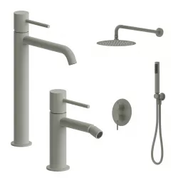 Set miscelatore lavabo alto e bidet con incasso doccia fango – Oasis
