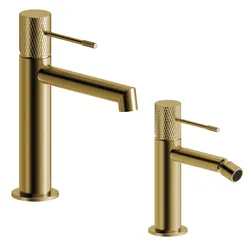 Set lavabo e bidet in ottone oro spazzolato - Crystal