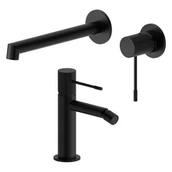 Set lavabo a muro e bidet in ottone nero opaco - Crystal