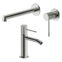 Set lavabo a muro e bidet in ottone  spazzolato - Crystal