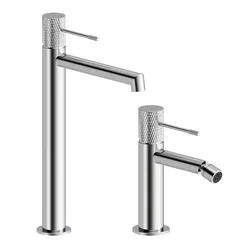 Set lavabo alto e bidet in ottone cromo - Crystal