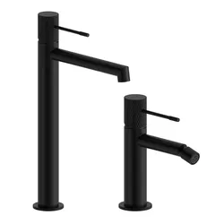 Set lavabo alto e bidet in ottone nero opaco - Crystal