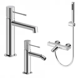 Set lavabo e bidet con esterno vasca termostatico in ottone cromo - Crystal