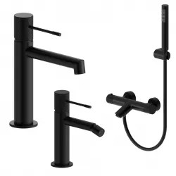 Set lavabo e bidet con esterno vasca termostatico in ottone nero opaco - Crystal