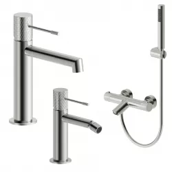 Set lavabo e bidet con esterno vasca termostatico in ottone  spazzolato - Crystal