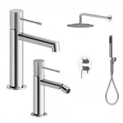 Set lavabo e bidet con incasso doccia in ottone cromo - Crystal