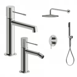 Set lavabo e bidet con incasso doccia in ottone  spazzolato - Crystal
