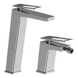 Set lavabo alto e bidet in ottone cromo - Thano
