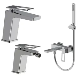 Set lavabo e bidet con esterno vasca cromo - Thano