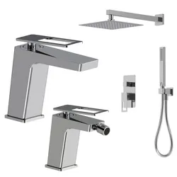 Set lavabo e bidet con incasso doccia cromo - Thano