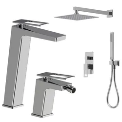Set lavabo alto e bidet con incasso doccia cromo - Thano