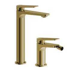 Set lavabo alto e bidet in ottone oro spazzolato - Nocta