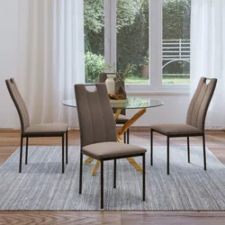 Set 4 sedie in tessuto effetto maglia tortora con struttura in metallo nero - Vida