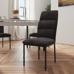 Set 4 sedie in velluto antracite e struttura in metallo nero - Feyd