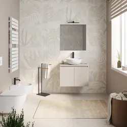 Mobile bagno portalavabo sospeso con ante 70 cm cashmere e specchio - Cuki