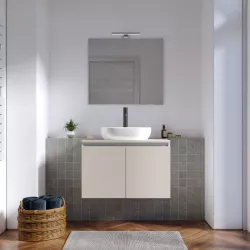 Mobile bagno sospeso 80 cm cashmere con top e specchio - Cuki