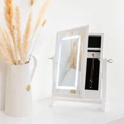 Specchio contenitore 35h cm bianco con illuminazione LED e accensione touch - Nadin