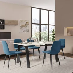 Tavolo da pranzo 150x70 cm top effetto rovere bianco 38 mm e gambe in metallo nero - Juls