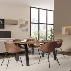 Tavolo da pranzo 150x70 cm top effetto rovere deciso 38 mm e gambe in metallo nero - Juls