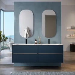 Mobile bagno sospeso con cassetti 160 cm blu esotico e specchi - Dedalo