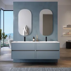 Mobile bagno sospeso con cassetti 160 cm carta da zucchero e specchi - Dedalo