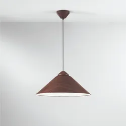 Lampada sospesa con diffusore a forma conica 49 cm in metallo marrone effetto legno