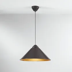 Lampada sospesa con diffusore a forma conica 49 cm in metallo nero e oro