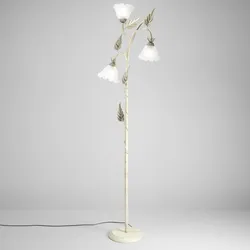 Piantana da interno 172 h cm in metallo crema con decorazione foglie e diffusori in vetro