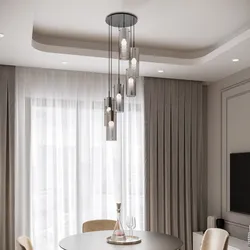 Lampada sospesa 35x150 h cm in metallo nero con diffusore in vetro fumè