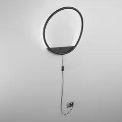 Applique LED rotonda 60 cm in metallo nero con diffusore in silicone